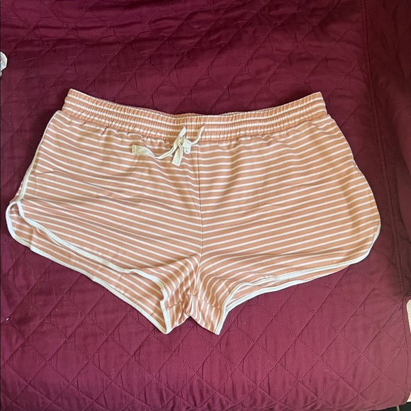 Rabbit Rose Other - Striped Pink Knit Lounge Shorts with Drawstring Waist